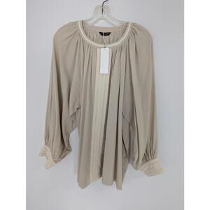 Iconic Women's Blouse in Beige Size 14 Bohemian Cottagecore Boho Chic
